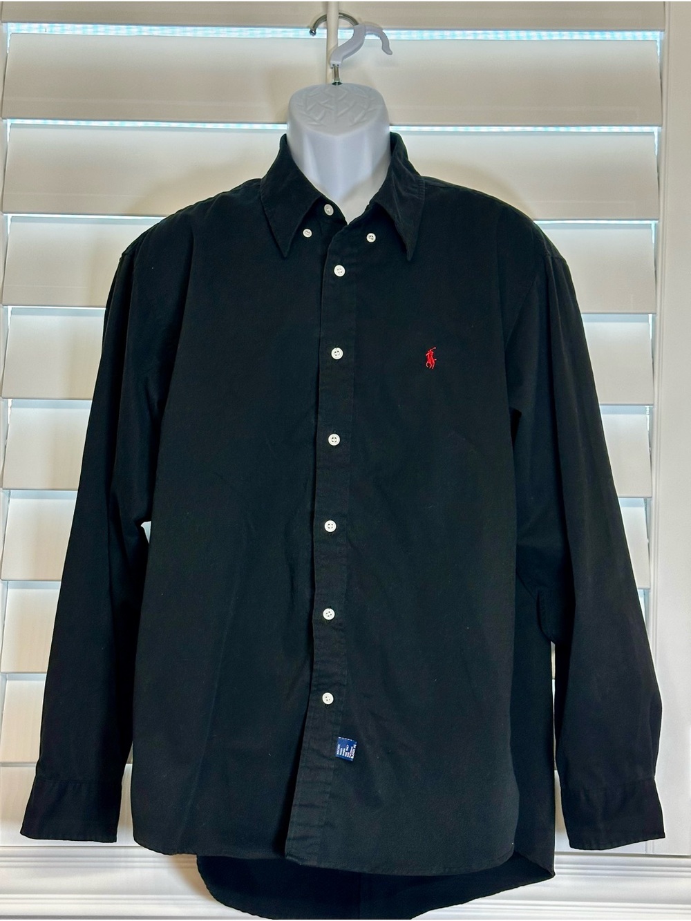 Ralph Lauren Black Button-Down Shirt with Red Polo Emblem